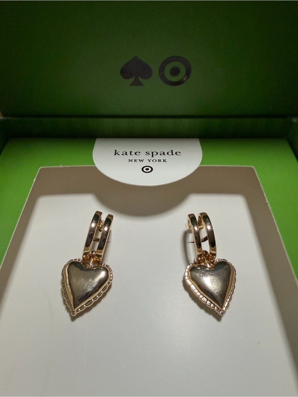 Kate Spade New York & Target Colab Gold Heart Drop Earrings. NWT. - Picture 8 of 8